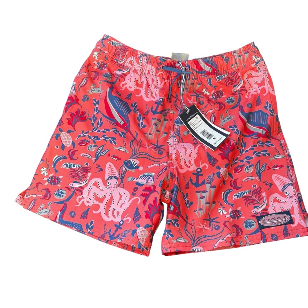 Vineyard Vines Boys Size Medium Printed Chappy Swim Trunks Coral Sea Creatures
